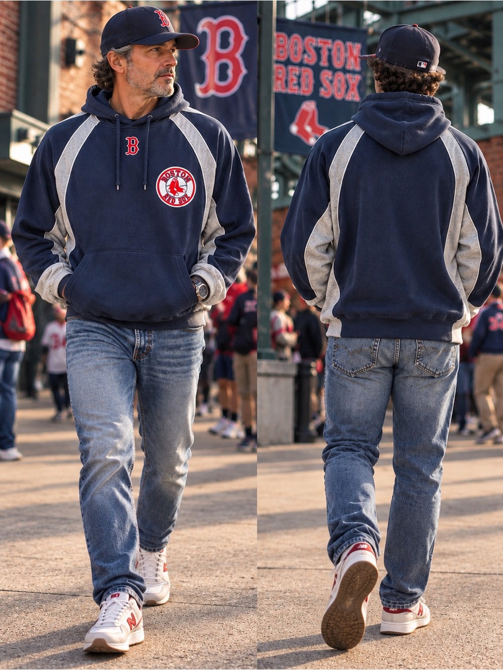 Vintage Holloway Navy and Gray Boston Red Sox Pullover Hoodie
